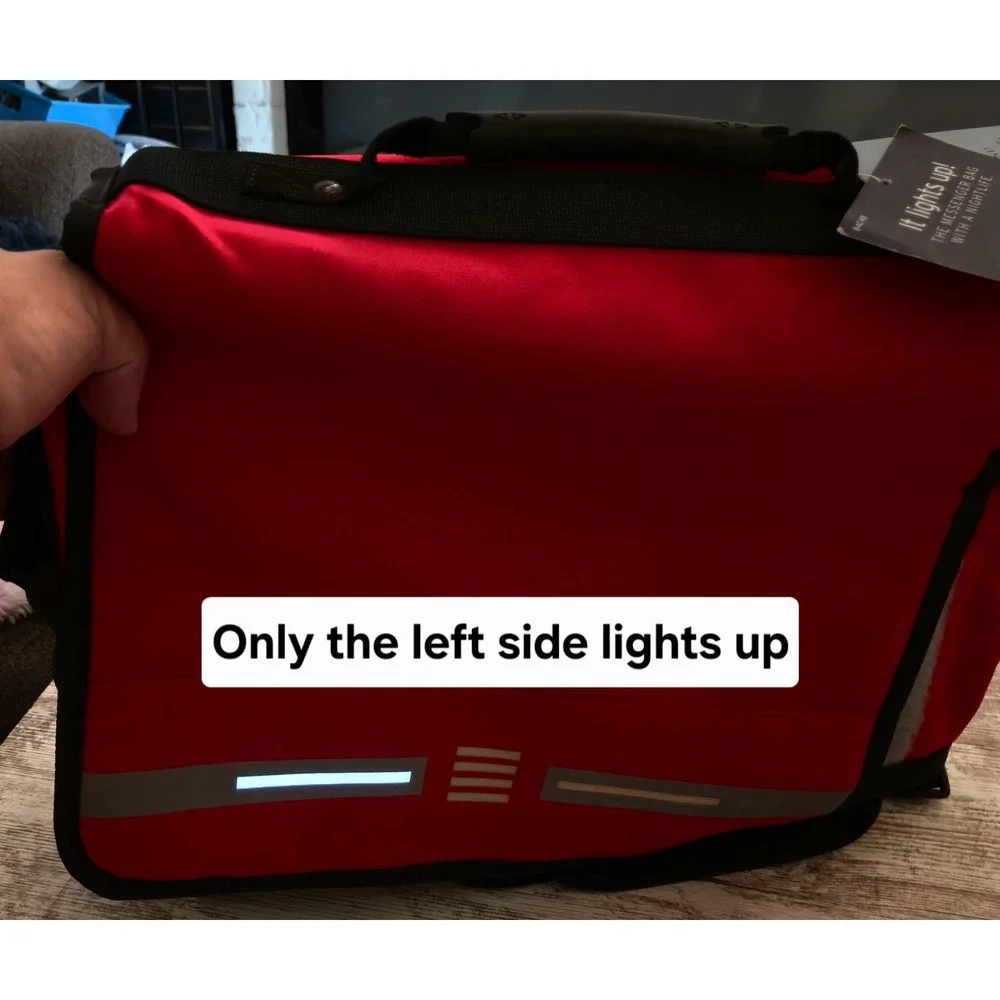 Lands' End Cool Blue Light-Up Messenger Bag Red Black Laptop Commuter B4C-MB